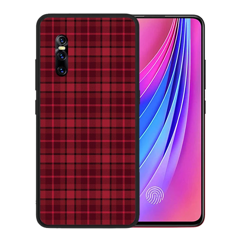 Black Silicone Case for Vivo V15 Pro Square Stripe Phone Cases Cover Coque Fundas