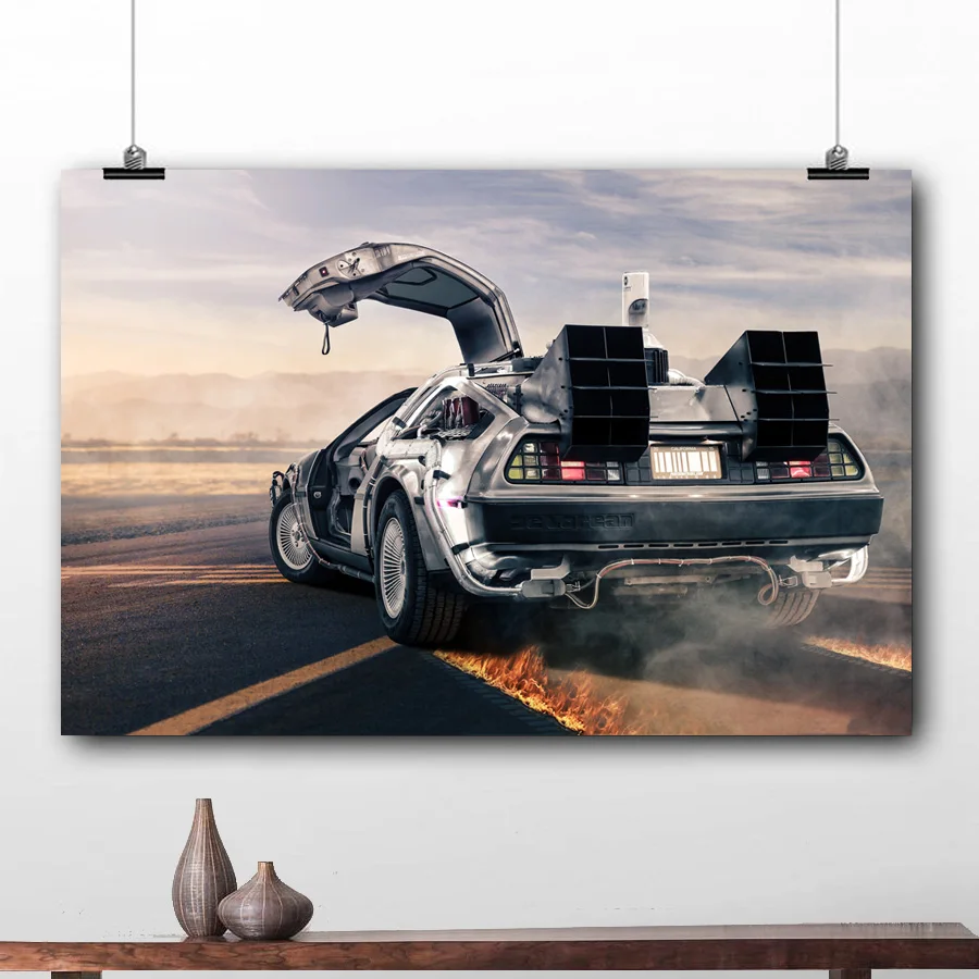 Назад в будущее Delorean DMC таймерная машина Supercar рамка настенные картины на холсте