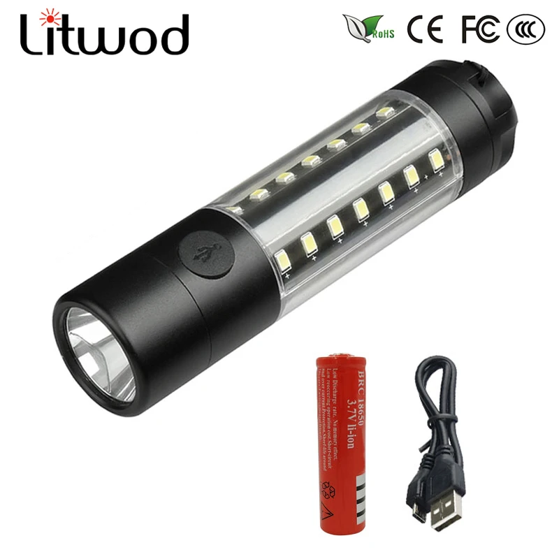 Litwod Z203509 светодиодный фонарик 8000LM T6 + COB Водонепроницаемый Факел Кемпинг