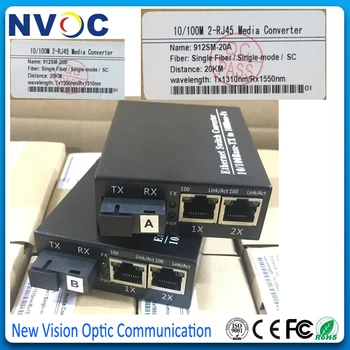 

2Pair/Lot,100M 1 Fiber+2RJ45 10/100 Ethernet Fiber Optic Transceiver Megabit Fiber Media Converter,20KM,External Power Supply