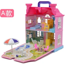 Детская вилла дом кукольные домики игрушки счастливая семья тема принцесса комната Игрушка костюм наборы мебели девочка ребенок кукла подарок унисекс пластик