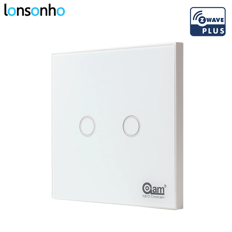 

Lonsonho Z-wave Plus Smart Light Switch Wall Panel Switch EU Standard 2 Gang Remote Control Smart Home Automation Modules