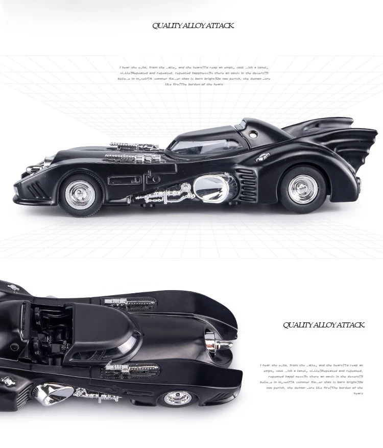 Modelo com Som e Luz Puxar para trás Brinquedos Coleção para Presentes Super Heroes Batmobile Batman Car Diecast Metal dc 1989 5 High Quality Brinquedos e hobbies