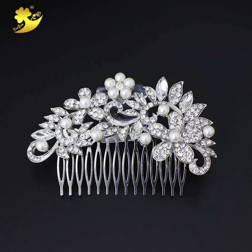 

Xinyun Fashion Crystal Pearl Wedding Hair Comb Hair Accessories For Bride HairPins Tiaras Women Jewelry Headband For Girls