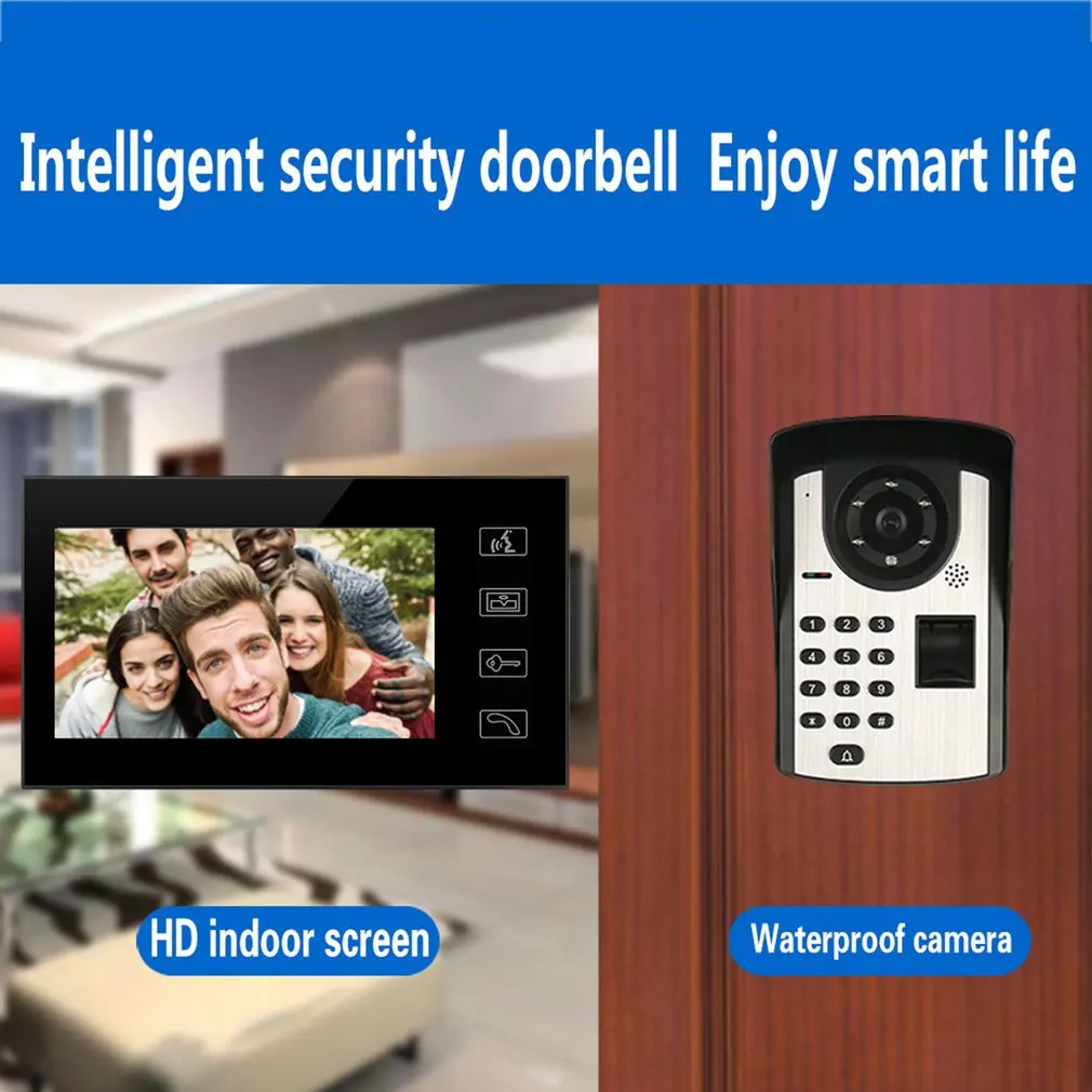 

7 Inch High Definition Intelligent Fingerprint Password Doorbell Remote Control Unlocking Visual Intercom Wholesale
