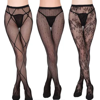 

Women Hollow Out Tights Lace Sexy Stockings Female Thigh High Fishnet Embroidery Transparent Pantyhose Black Lace Stocking