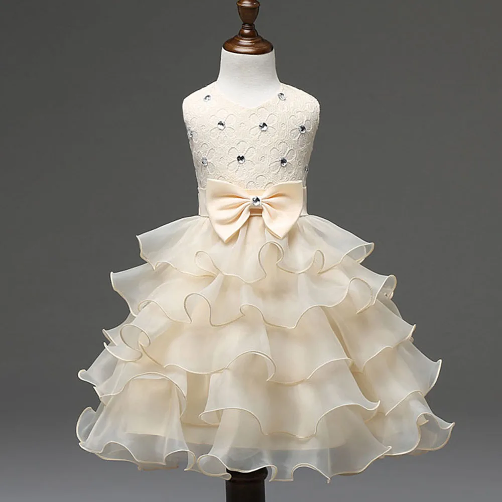 Murah Anak Perempuan Tutu Berlapis Ulang Tahun Pertama Pakaian Bayi Perempuan Baptisan Gaun Kristal Putri Balita Gadis Partai Gaun Pakaian