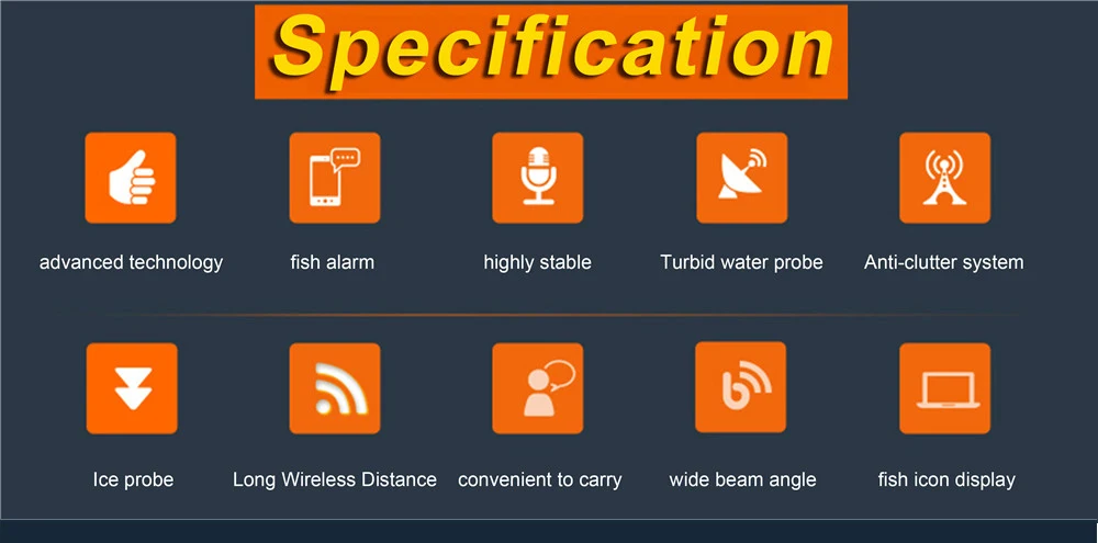 Portátil Wireless Fish Finder Alarme 40 - 130ft Profundidade Sonar Rio Oceano Ffw1108-1 100 m 5 FFW1108-1 Portátil 100 m Wireless Fish Finder