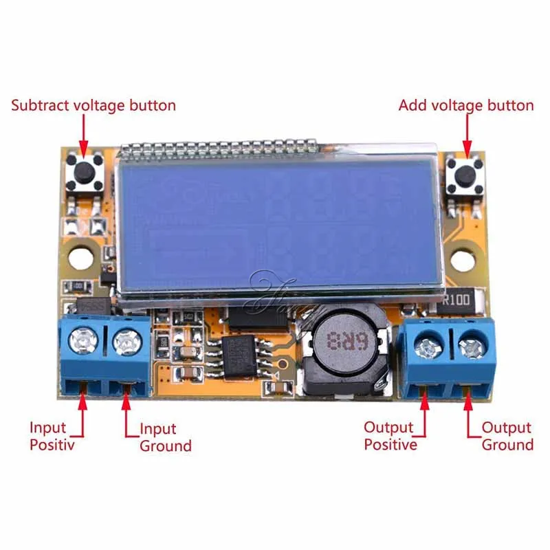 DC-DC Регулируемый понижающий модуль питания напряжение тока ЖК-дисплей жидкокристаллические дисплеи 5-32 В с акриловым чехол