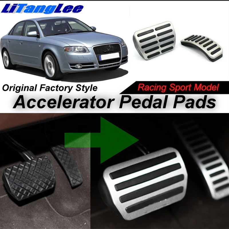 LitangLee Car Accelerator Pedal Pad Cover Sport Racing Design For Audi A4 B7 8E 8H 2004~2009 AT Foot Throttle Pedal Cover