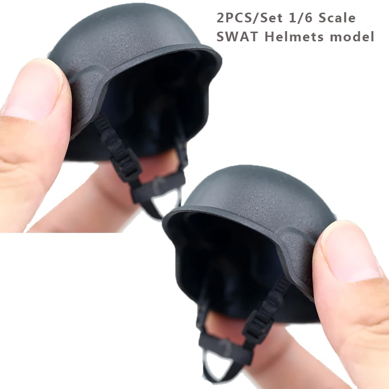 

2PCS/Set 1/6 Scale Soldier Accessories Male/Female Military Black SWAT Helmet Model Fit 12 Inch Action Toys Figure Doll