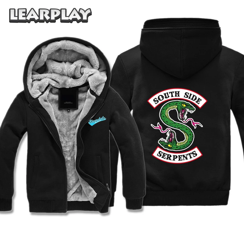 

Riverdale Hoodies South Side Serpents Sweatshirt Winter Thick Sweater Hip Hop Streetwear Zipper Hooded Warm Coat For Men Adults
