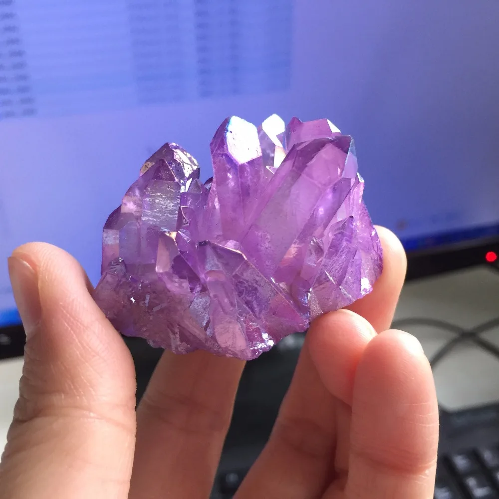 

AC81(46g) Electroplating Purply Quartz Crystal Minerals Stones Healing Crystal Cluster Specimen Decoration Hot Sale