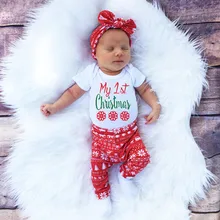 Детский комбинезон из 3 предметов для мальчиков и девочек, Топы+ штаны+ шапка, Рождественский комплект одежды, oc30