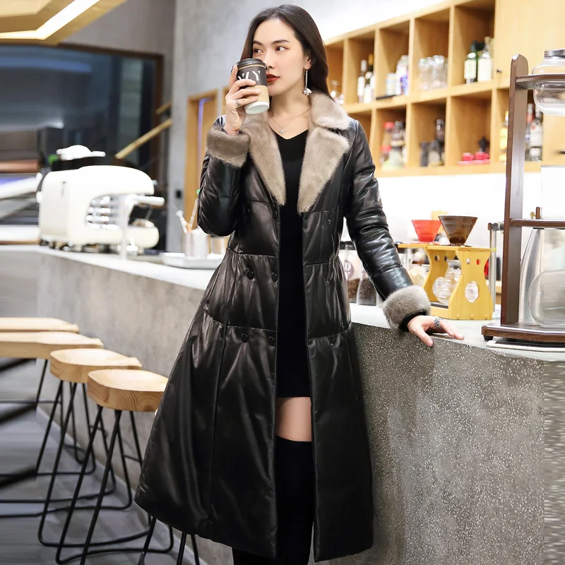 Women-Genuine-Leather-Duck-Down-Coat-207-New-Black-Sheepskin-Warm-Overcoats-Winter-Mink-Fur-Fashion (4)