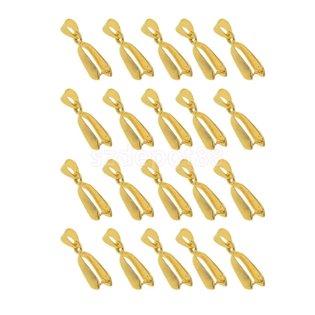 20pcs Gold / Rosegold Plated Pendants Clasps Clips Bails Connectors Brass Charm Pinch Bail Beads Jewelry Findings DIY