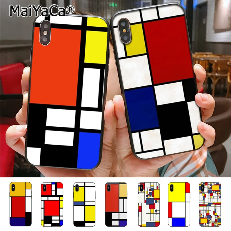 

MaiYaCa mondrian mondrian Painted cover Colourful Design Phone Case for iphone 11 Pro X 6 6s 7 7plus 8 8Plus 5 5S case