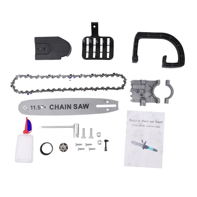 DIY Electric chain saw 11.5 Inch Chainsaw Bracket Set High Carbon Steel For Electric Angle Grinder To Chain Saw Woodworking Tool