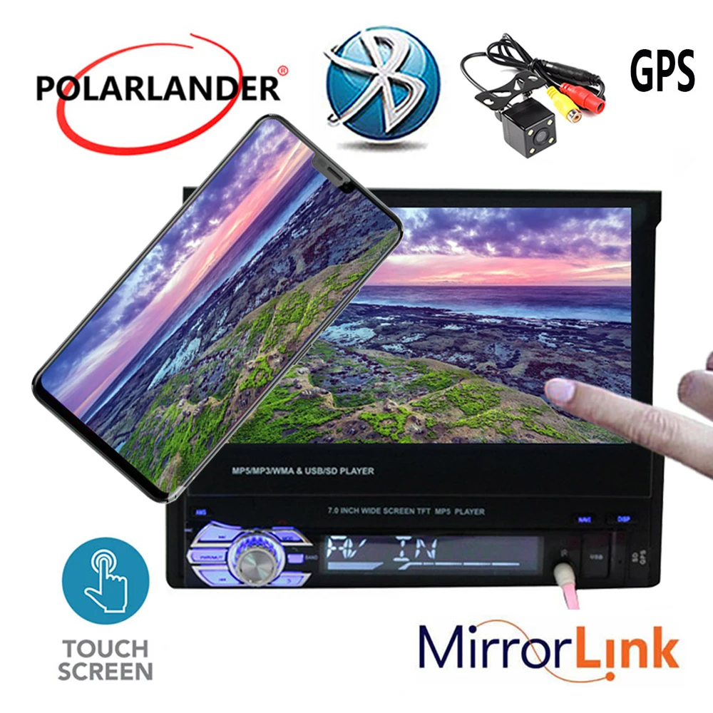 7 &quotголовное устройство радио кассетный плеер USB/AUX/SD автомобильное 1DIN Bluetooth