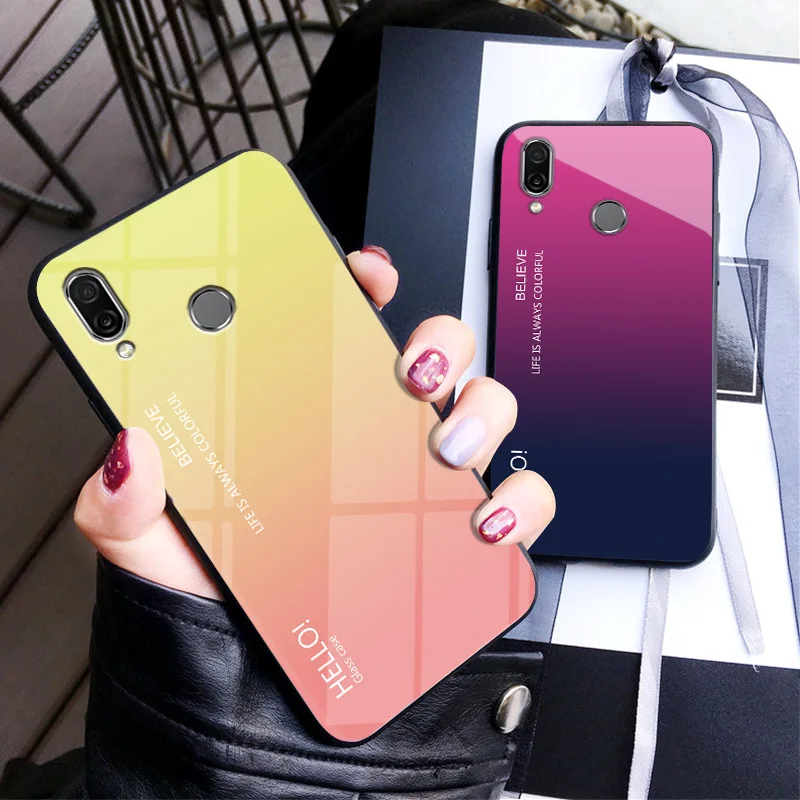 Luxury Gradient 9H Tempered Glass Phone Case Cover sFor Xiaomi Mi 9 A1 8 Lite Redmi Note 7 6 Pro F1 S2 6A 5 Plus Soft Frame Capa (2)
