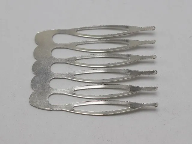20  Silver-plate Tone Blank Metal Hair Comb 32mm with 6 Teeth For Bridal Hair Accessory