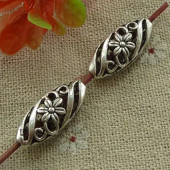 

120 pieces tibetan silver flower spacers 23x10mm #3137