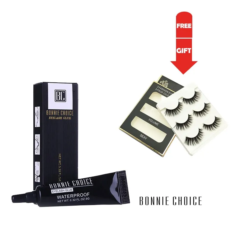 

BONNIE CHOICE Eyelash Glue 1PC 9g Mink Adhesive Glitter Glue With 1 Box Eyelashes 1 Pc Eyelash Tweezer eyelash glue Makeup Tool