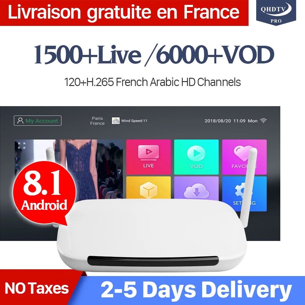 

QHDTV PRO H.265 IPTV Subscription 1 Year Code Android 8.1 Smart TV Box RK3229 IPTV Europe Belgium Dutch French Arabic IPTV Box