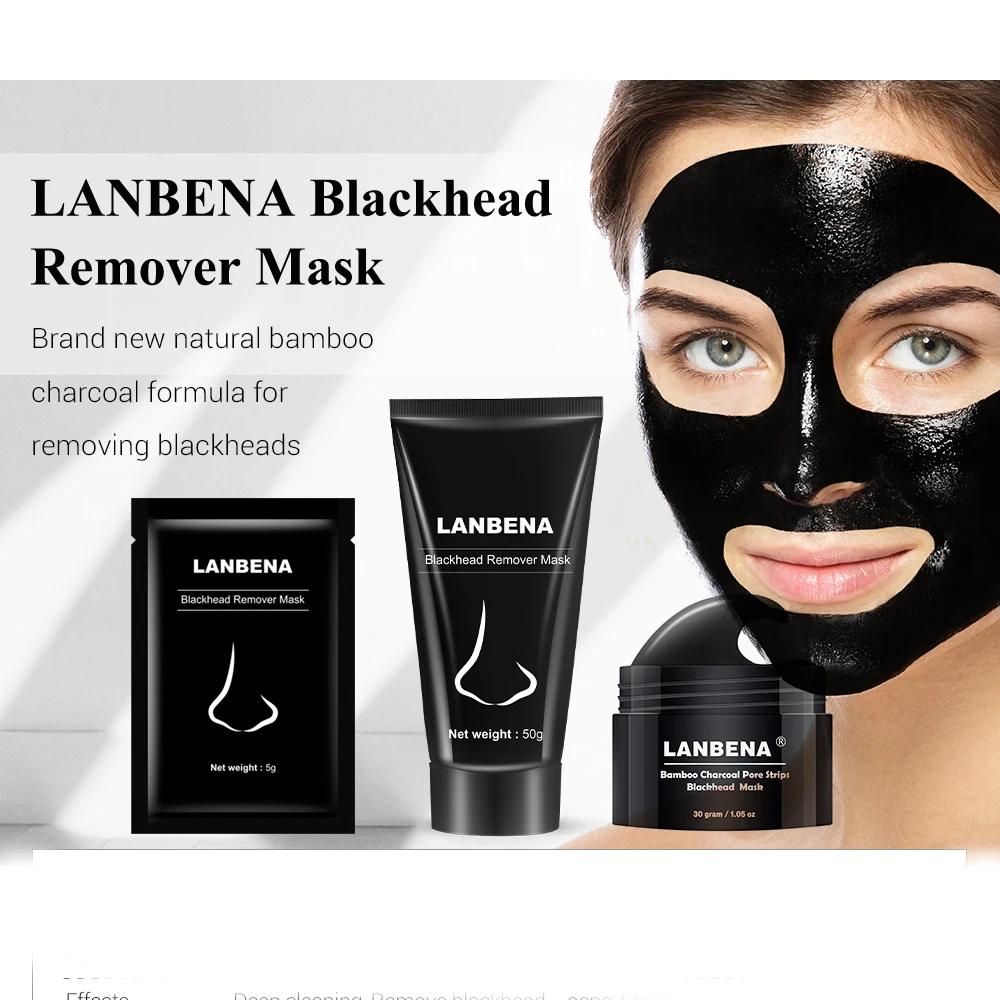 LANBENA, черная маска для удаления черных точек на носу, уход за лицом, лечение акне, Очищающая маска, полоска пор, маска для ухода за кожей