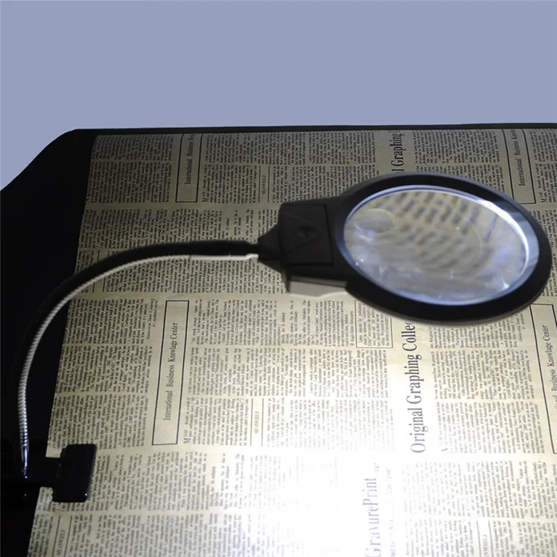 New Desk Lamps Lighted Table Top Desk Magnifier Magnifying Glass Clamp 3 x AAA Batteries(Not Included) Luces 40DC605