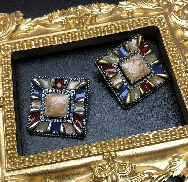 

10pieces High grade Metal Retro Square drop oil jacket buttons shirt Sweater button Decorations Accessories 22mm Free shipping