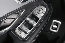 Углеродного волокна внутренние окна кнопку лифта рама отделки 4 шт. для Mercedes Benz W205 C180 C200 C250 C300 C400 2015 2016 2017 LHD