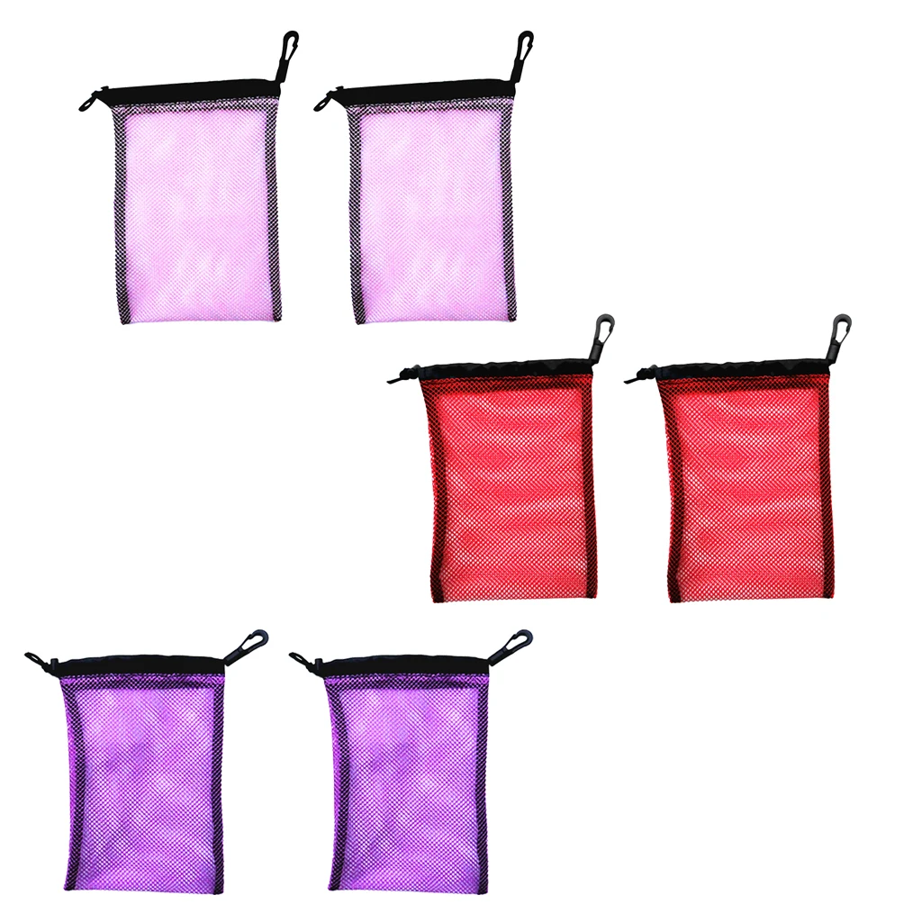2 Pieces Heavy Duty Small Mesh Storage Bag for Water Sports Scuba Diving Snorkel Swim Mask Gear Equipment Accessories 6.5