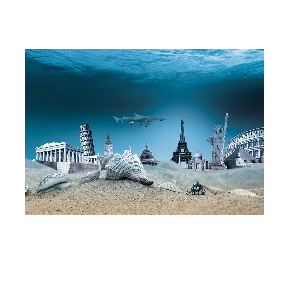

122cm Length Fish Aquatic Pet Decorations Ornaments Durable Background Aquarium Ocean Landscape Poster Fish Tank Background MA15