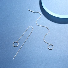 MetJakt Luxury 925 Sterling Silver Geometric Long Tassel Circle Drop Earrings for Women Sterling Silver Earrings Fashion Jewelry MetJakt Luxury 925 Sterling Silver Geometric Long Tassel Circle Drop Earrings for Women Sterling Silver Earrings Fashion Jewelry