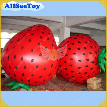 

2.8 Meters Height Inflatable Helium Balloon Giant Strawberry Shape for your Promotion, Inflatable Strawberry for Advertising