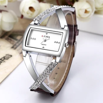 

Women Watches O.T.SEA Brand leather strap Watch Women Fashion Crystal Dress Quartz Wrist Watch Ladies Clock Relogio Feminino