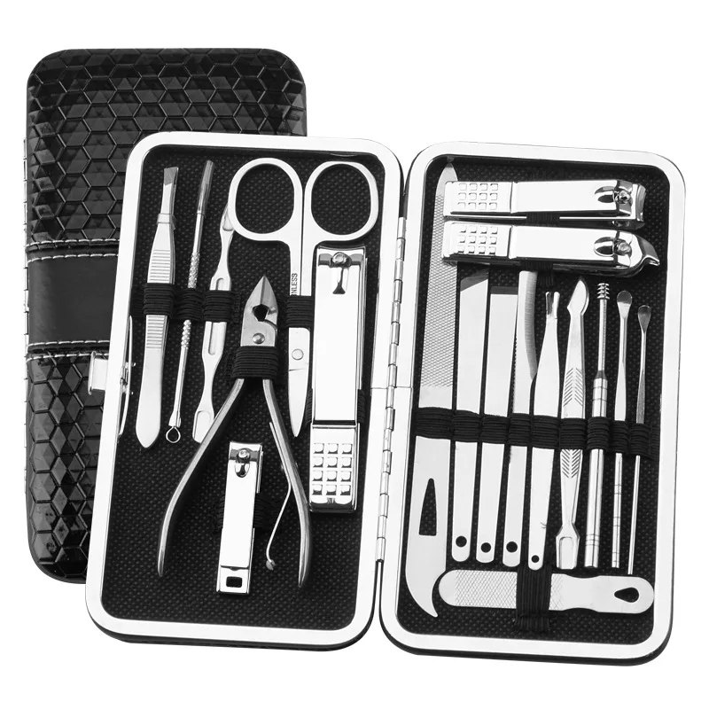 

19pcs Stainless Steel Menicure Nail Clipper Set Eagle Hook Nail Scissors Sickle Pedicure Trimming Beauty Nail Tools High Quality