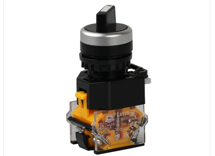 

LAY39C-11X2 Rotary switch knob 22mm 4 Screws Circular small size Flat round 2 position ON-OFF 3 position 2 NO