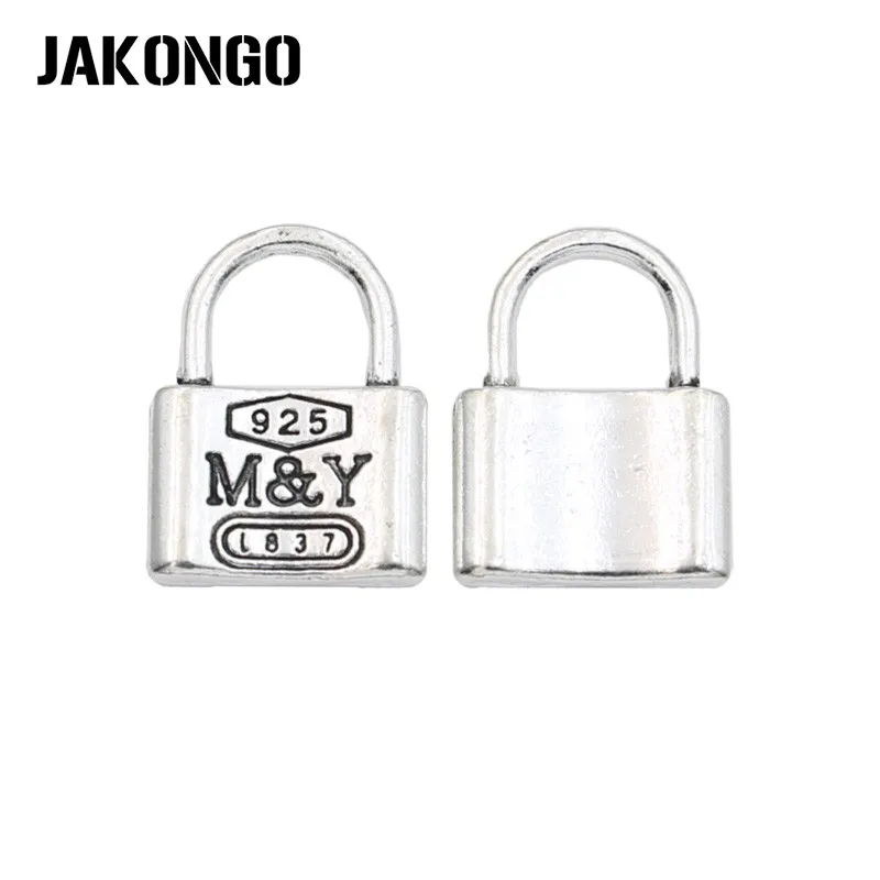 Jakongo Antique Silver Plated Lock Charm Pendant For Jewelry
