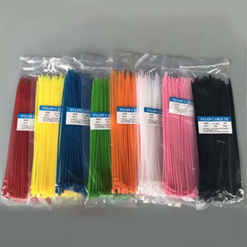 

100PCS 4*200mm Nylon Cable Tie Color Self Locking Plastic Bundle Wire Cable Tie Red Yellow Green Width 2.46mm