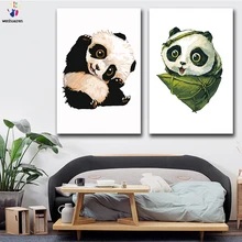 DIY цветные картинки по номерам с цветами милый мультфильм панда полярная картина с изображением медведя Рисование Живопись по номерам Обрамленный дом