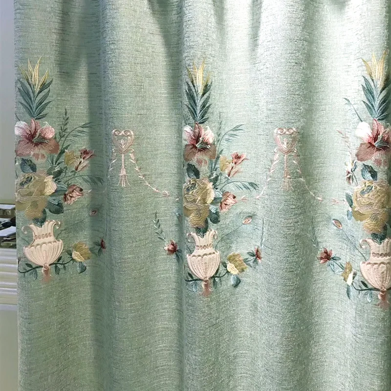 

American Thick Shading Korean High-end Xuenier Embroidery Curtains for Living Dining Room Bedroom.