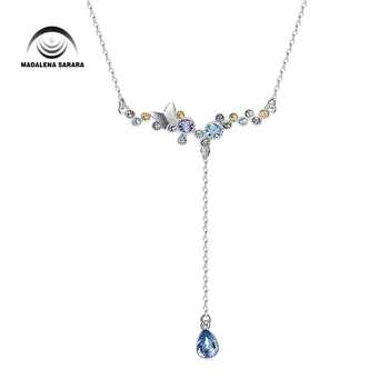 

MADALENA SARARA AAA Synthetic Quartz Stone Fashion Romantic Wings Style Pendant Necklace S925 Chain Necklace