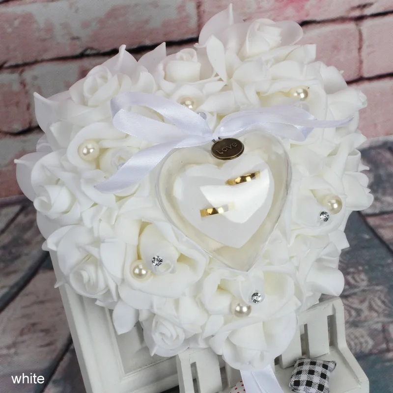 Вечерние DIY декорации в форме сердца имитация цветка розы чехол для ювелирных изделий 1 шт. коробка для колец свадебный Декор кольцо Подушка
