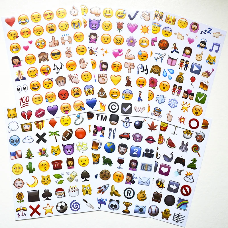 19 Sheets Cute Sticker Emoji Smiley Face Stickers Toys For Notebook Scrapbooking Vinyl Chancery Stickers on Laptop Cars Decor