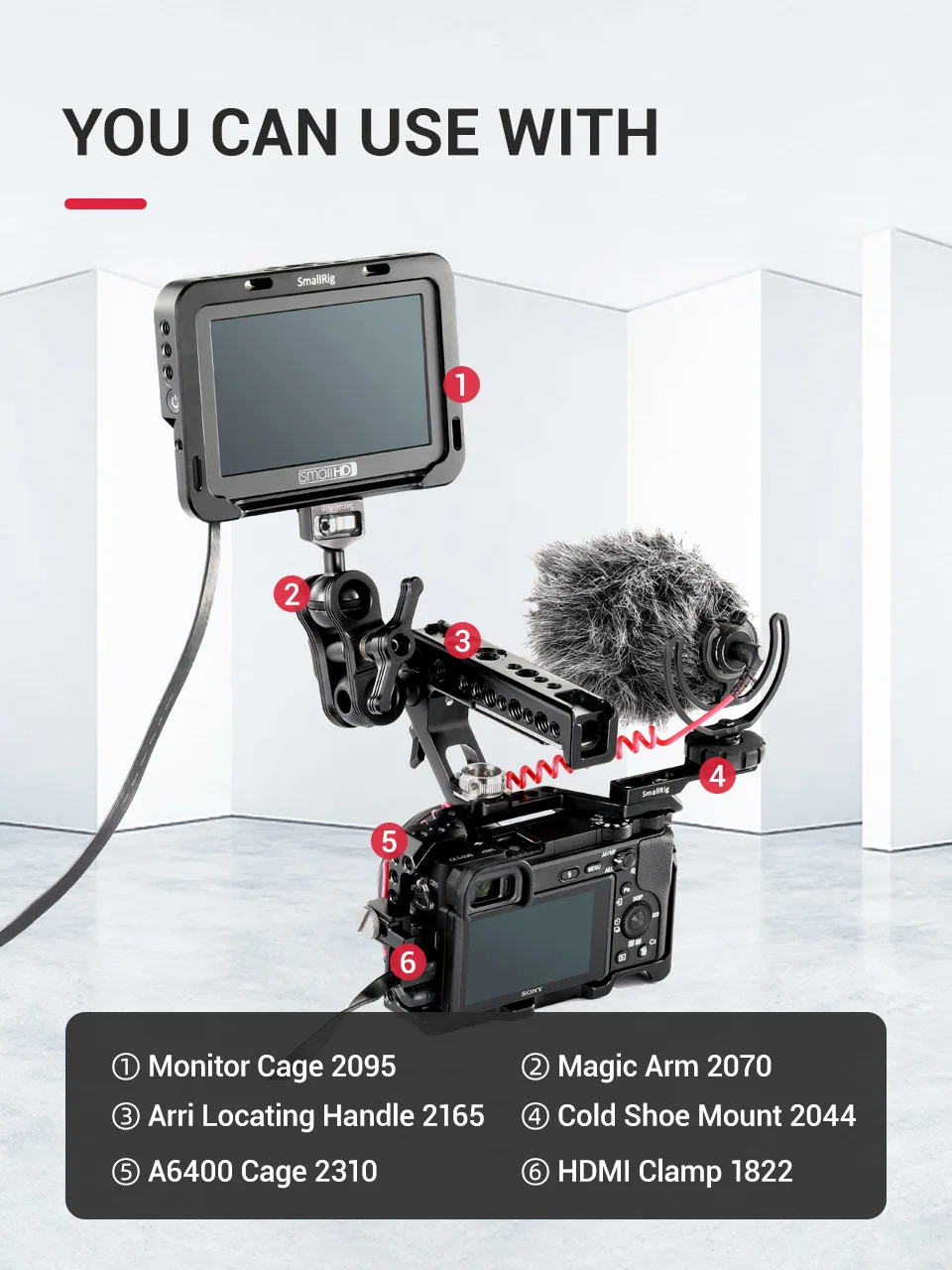 SmallRig A6400 Camera Cage for Sony A6400 / A6300 / A6500 Camera Can use with Microphone Not obstruct the screen for Vlog 2310