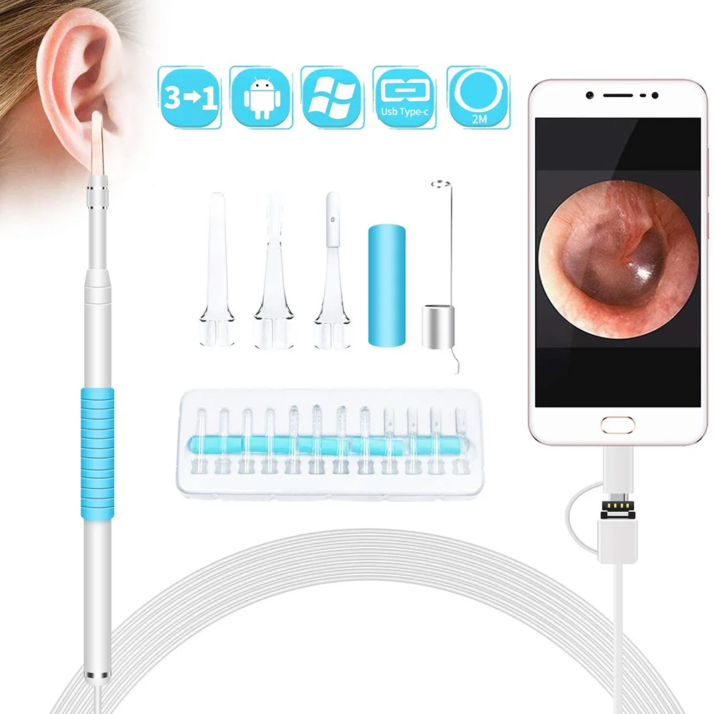 

2 in 1 Ear Cleaning Endoscope Camera Waterproof HD 1.3 Mega Pixel Borescope Inspection Earpick Tool Househodl Ear Care Tool