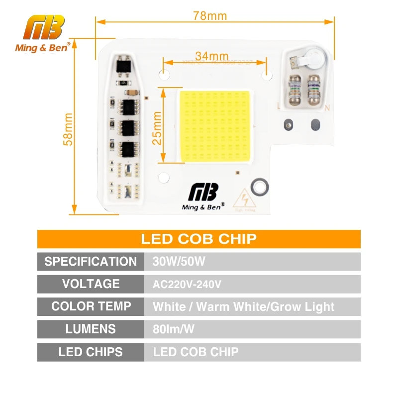 Светодиодный чип лампы 30 Вт 50 Вт AC 220 В светодиодный COB Чип нет необходимости драйвер полный спектр для DIY Точечный светильник прожектор светильник Теплый Холодный белый растительный светильник
