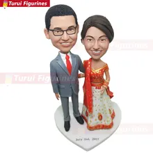 На заказ индийская невеста персонализированный свадебный торт Топпер индийский качающаяся голова глиняная Статуэтка традиционная индийская невеста индийская свадьба